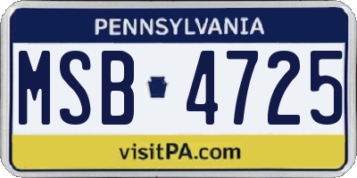 PA license plate MSB4725