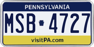 PA license plate MSB4727