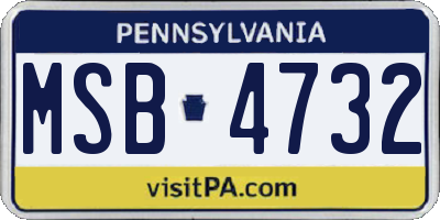 PA license plate MSB4732