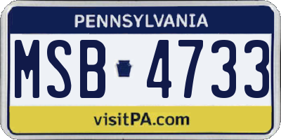 PA license plate MSB4733
