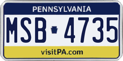 PA license plate MSB4735