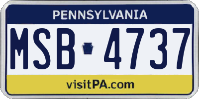 PA license plate MSB4737