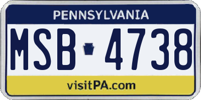 PA license plate MSB4738