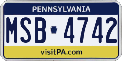 PA license plate MSB4742