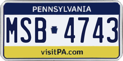 PA license plate MSB4743
