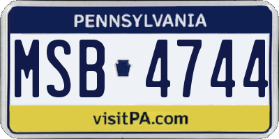 PA license plate MSB4744