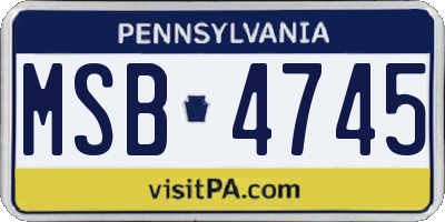PA license plate MSB4745