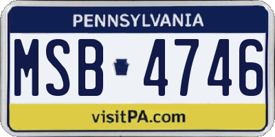 PA license plate MSB4746