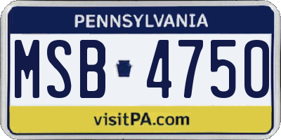 PA license plate MSB4750
