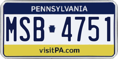 PA license plate MSB4751