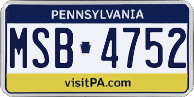 PA license plate MSB4752