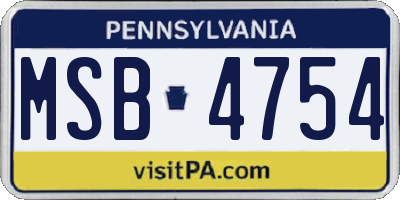 PA license plate MSB4754