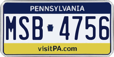 PA license plate MSB4756
