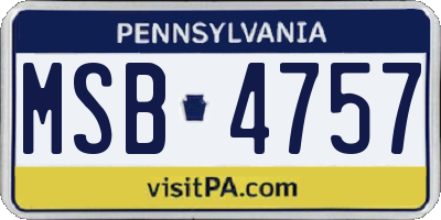 PA license plate MSB4757