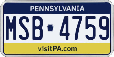 PA license plate MSB4759