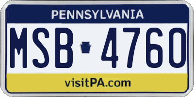 PA license plate MSB4760