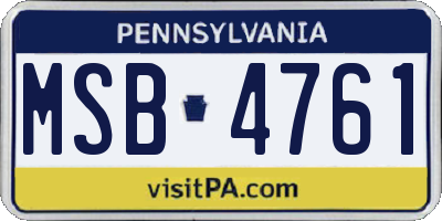 PA license plate MSB4761