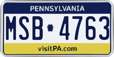 PA license plate MSB4763