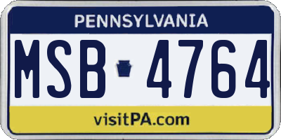 PA license plate MSB4764
