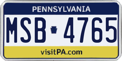 PA license plate MSB4765