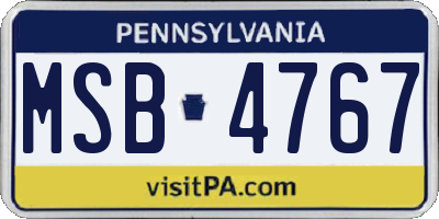 PA license plate MSB4767