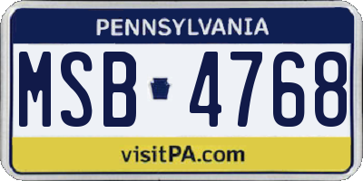 PA license plate MSB4768