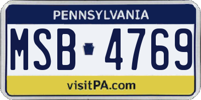 PA license plate MSB4769