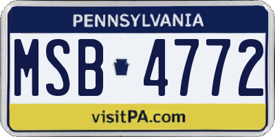 PA license plate MSB4772