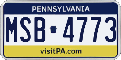 PA license plate MSB4773