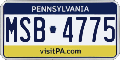 PA license plate MSB4775