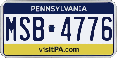 PA license plate MSB4776