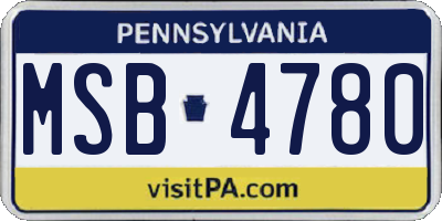 PA license plate MSB4780