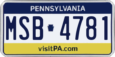 PA license plate MSB4781