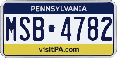 PA license plate MSB4782