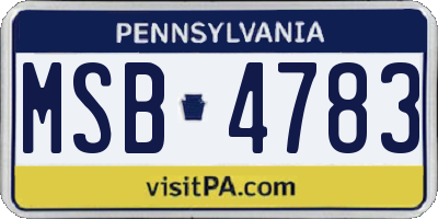 PA license plate MSB4783