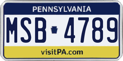 PA license plate MSB4789