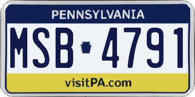 PA license plate MSB4791