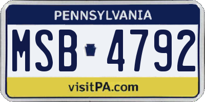 PA license plate MSB4792
