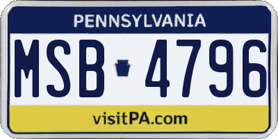 PA license plate MSB4796