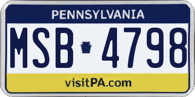 PA license plate MSB4798