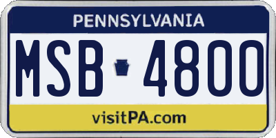 PA license plate MSB4800