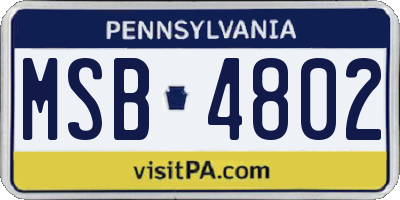 PA license plate MSB4802