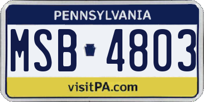 PA license plate MSB4803