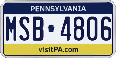 PA license plate MSB4806