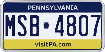 PA license plate MSB4807