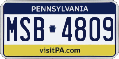 PA license plate MSB4809