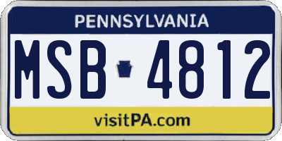 PA license plate MSB4812