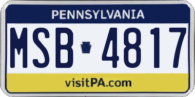 PA license plate MSB4817