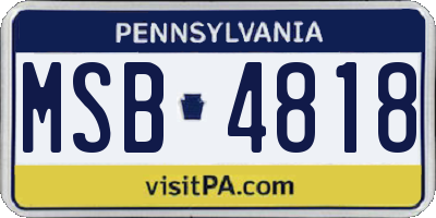 PA license plate MSB4818