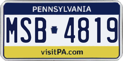 PA license plate MSB4819